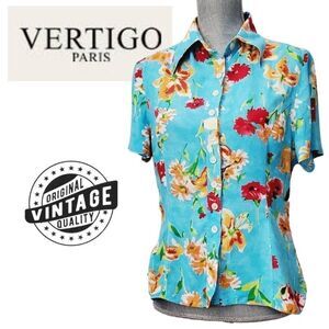 Vintage Vertigo Paris Floral Print Top Medium GUC